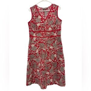 Croft & Barrow Red Floral Cotton V-Neck Dress
